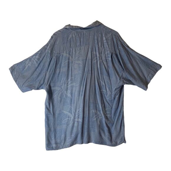 Jamaica Jaxx mens XL blue silk hawaiian tropical button down shirt vaca bahama - Picture 3 of 11
